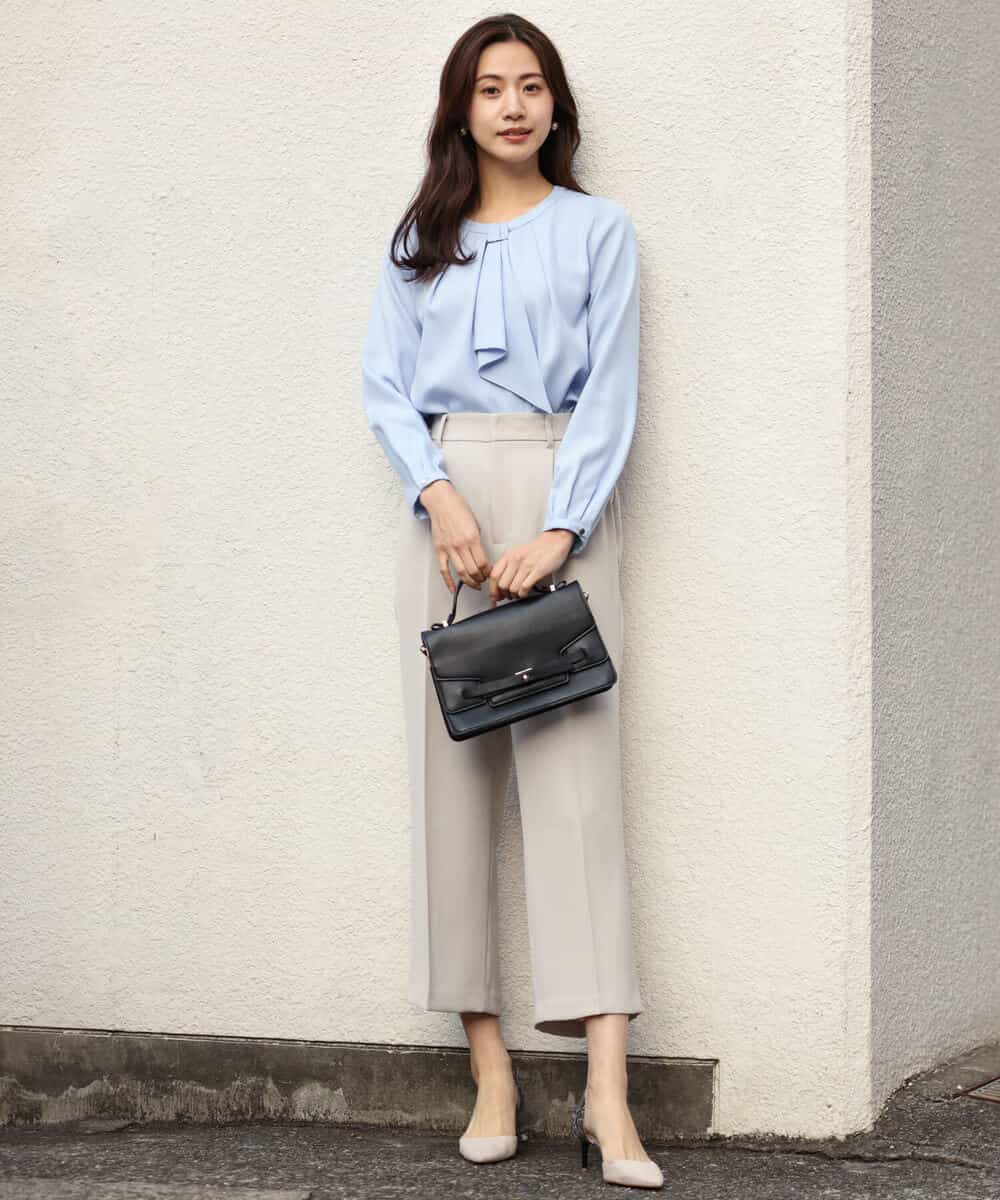 FOLDS12160 MK MICHEL KLEIN(MK ミッシェルクラン) ベーシックワイドパンツ/Comfortシリーズ/制菌加工/洗える ライトベージュ