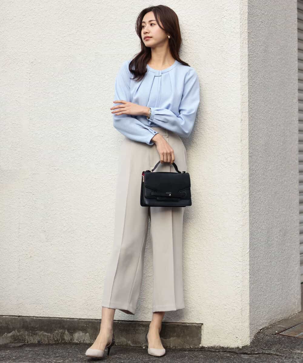 FOLDS12160 MK MICHEL KLEIN(MK ミッシェルクラン) ベーシックワイドパンツ/Comfortシリーズ/制菌加工/洗える ライトベージュ