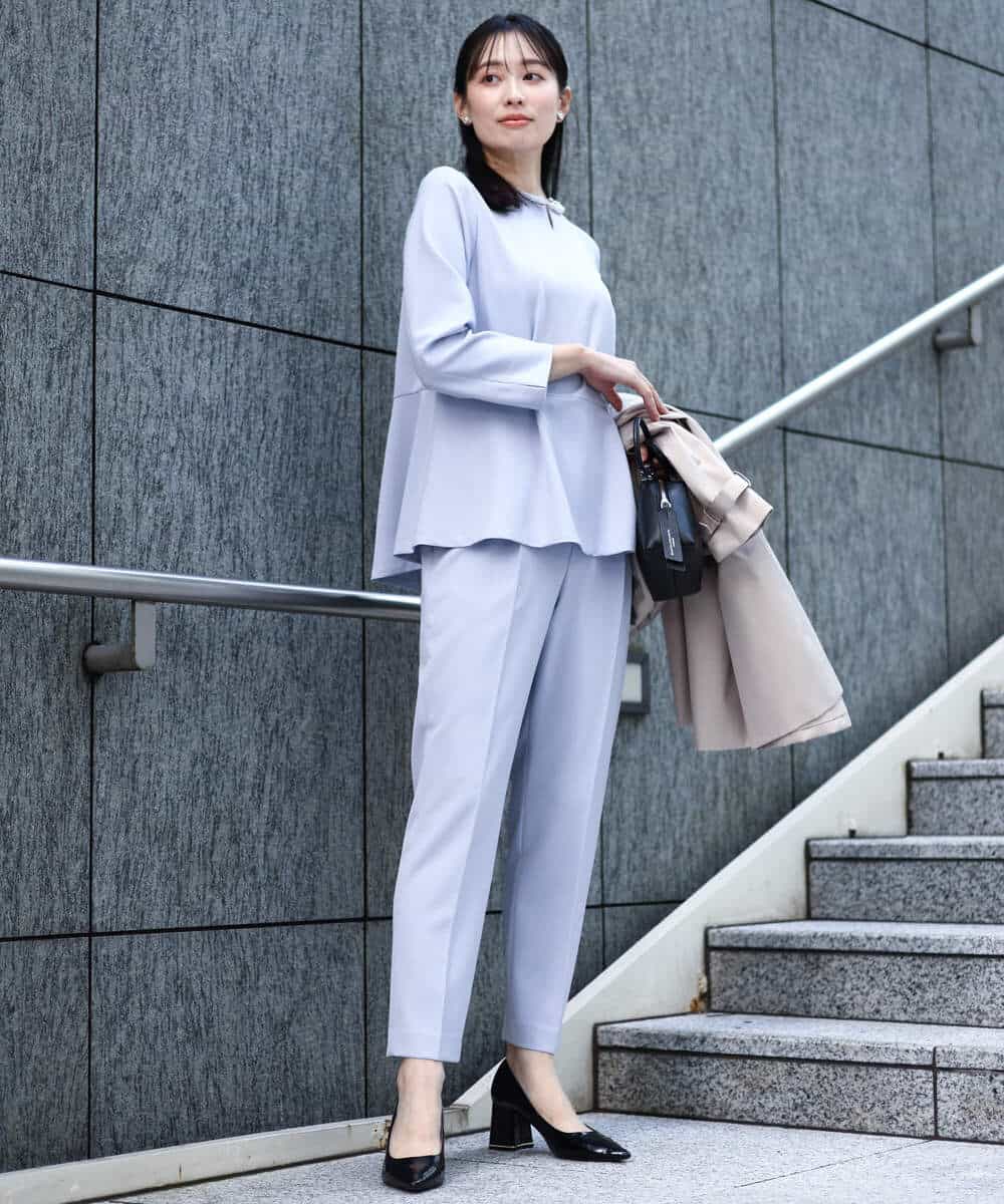 FOLFA10140 MK MICHEL KLEIN(MK ミッシェルクラン) ベーシックテーパードパンツ/制菌加工/洗える ネイビー