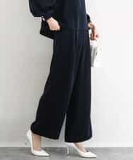 FOLFD24160 MK MICHEL KLEIN(MK ミッシェルクラン) 共地ベルト付きワイドパンツ/撥水/防シワ/洗える ライトグレー