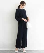 FOLFD24160 MK MICHEL KLEIN(MK ミッシェルクラン) 共地ベルト付きワイドパンツ/撥水/防シワ/洗える ライトグレー