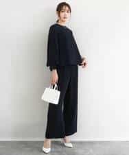 FOLFD24160 MK MICHEL KLEIN(MK ミッシェルクラン) 共地ベルト付きワイドパンツ/撥水/防シワ/洗える ライトグレー