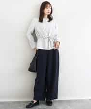 FOLFD24160 MK MICHEL KLEIN(MK ミッシェルクラン) 共地ベルト付きワイドパンツ/撥水/防シワ/洗える ライトグレー