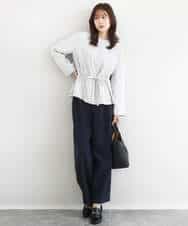 FOLFD24160 MK MICHEL KLEIN(MK ミッシェルクラン) 共地ベルト付きワイドパンツ/撥水/防シワ/洗える ライトグレー