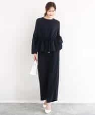 FOLFD24160 MK MICHEL KLEIN(MK ミッシェルクラン) 共地ベルト付きワイドパンツ/撥水/防シワ/洗える ライトグレー