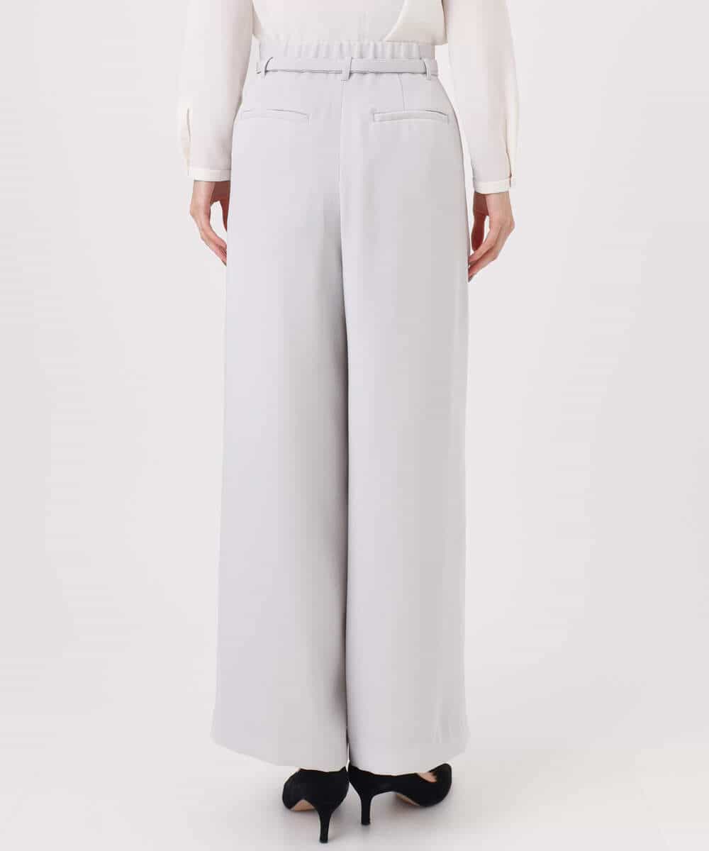 FOLFD24160 MK MICHEL KLEIN(MK ミッシェルクラン) 共地ベルト付きワイドパンツ/撥水/防シワ/洗える ライトグレー