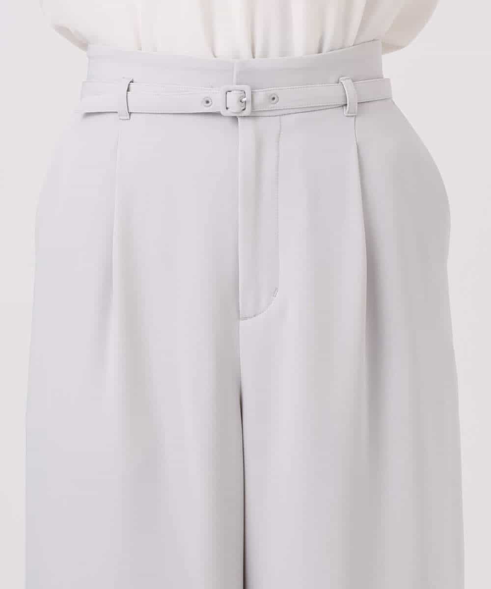 FOLFD24160 MK MICHEL KLEIN(MK ミッシェルクラン) 共地ベルト付きワイドパンツ/撥水/防シワ/洗える ライトグレー