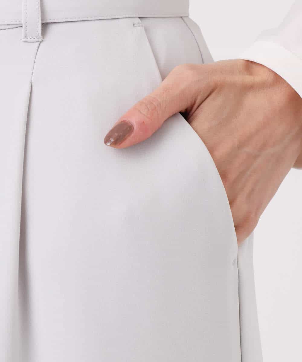 FOLFD24160 MK MICHEL KLEIN(MK ミッシェルクラン) 共地ベルト付きワイドパンツ/撥水/防シワ/洗える ライトグレー