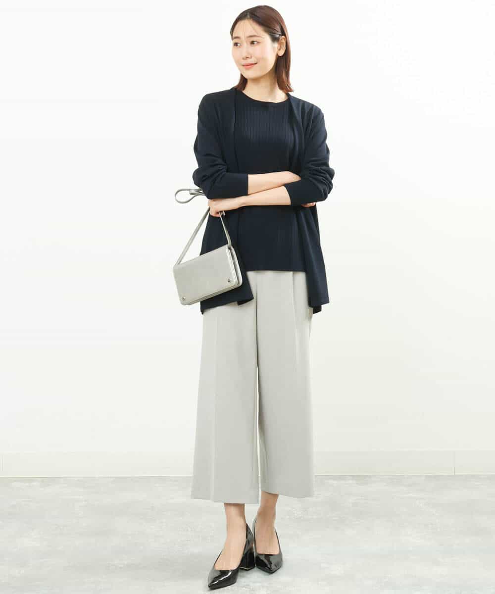 FOLFS34160 MK MICHEL KLEIN(MK ミッシェルクラン) ワイドパンツ/セットアップ対応/洗える ライトグレー