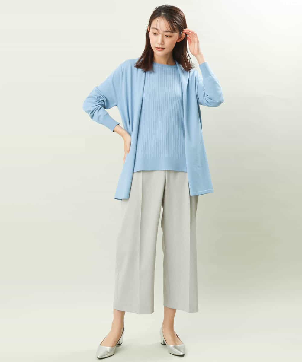 FOLFS34160 MK MICHEL KLEIN(MK ミッシェルクラン) ワイドパンツ/セットアップ対応/洗える ライトグレー