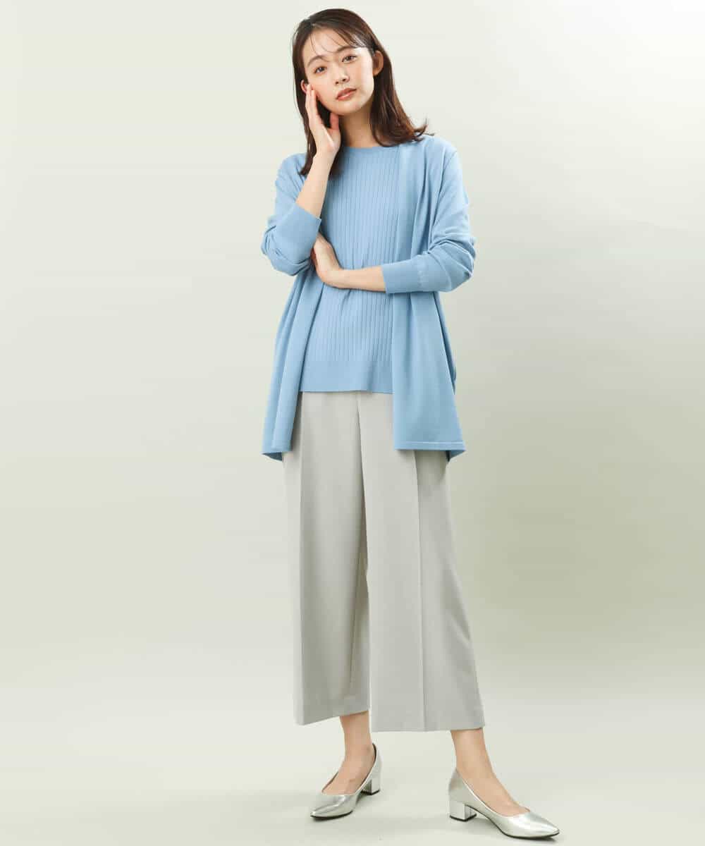 FOLFS34160 MK MICHEL KLEIN(MK ミッシェルクラン) ワイドパンツ/セットアップ対応/洗える ライトグレー