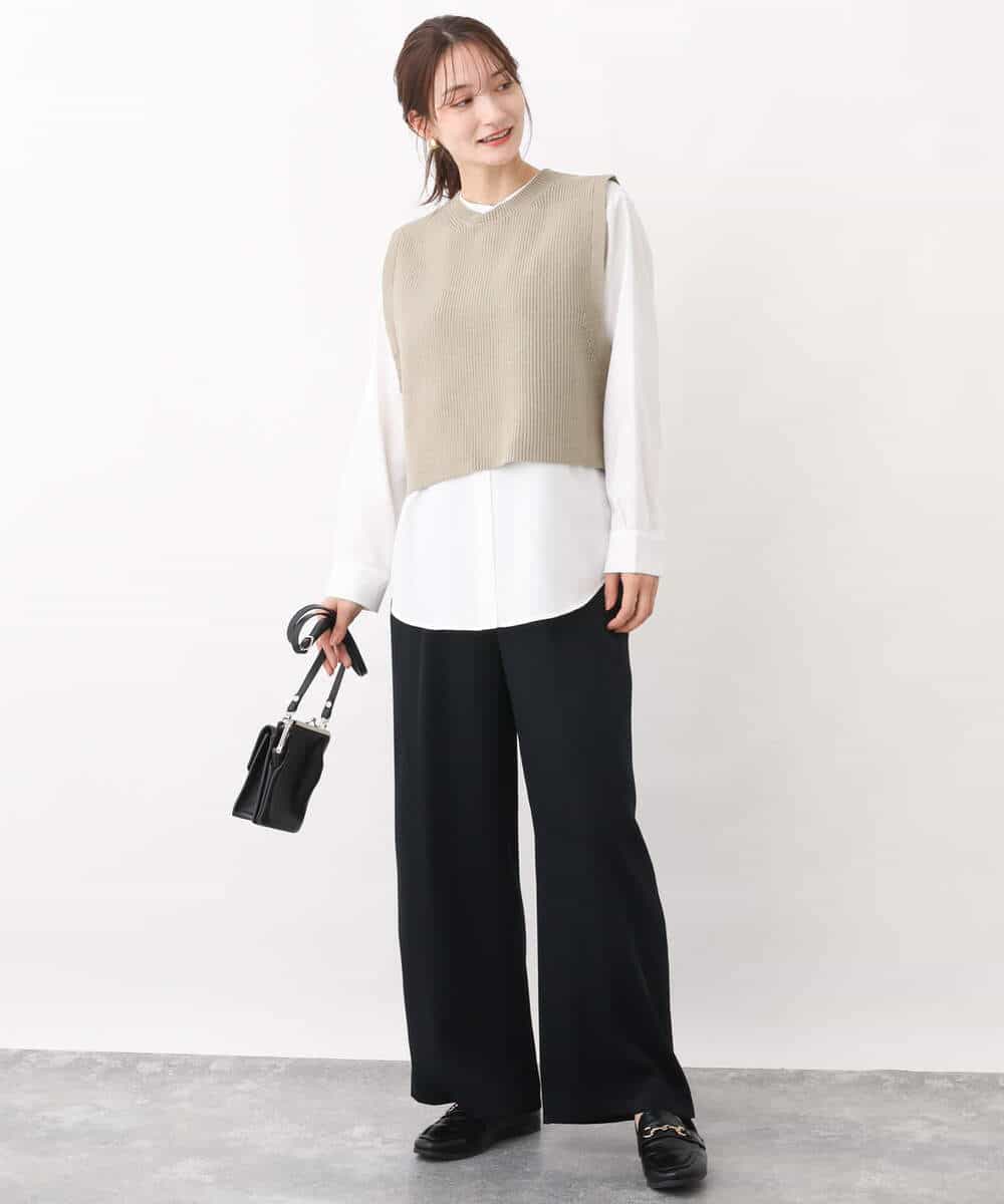 FOLFV24160 MK MICHEL KLEIN(MK ミッシェルクラン) ワンタックワイドパンツ/洗える アイボリー