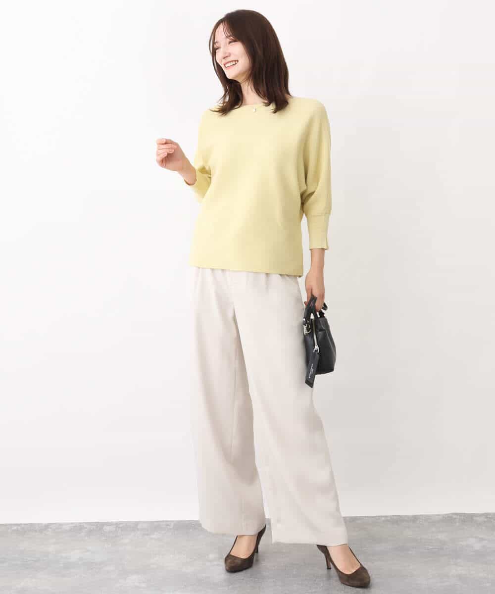FOLFV24160 MK MICHEL KLEIN(MK ミッシェルクラン) ワンタックワイドパンツ/洗える アイボリー