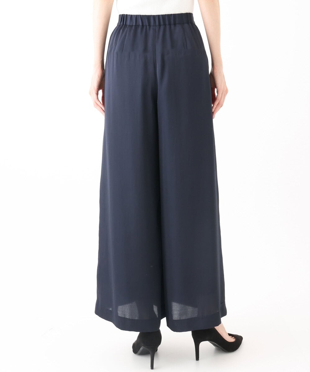 FOLGA32170 MK MICHEL KLEIN(MK ミッシェルクラン) サテンワイドシルエットパンツ/洗える ネイビー