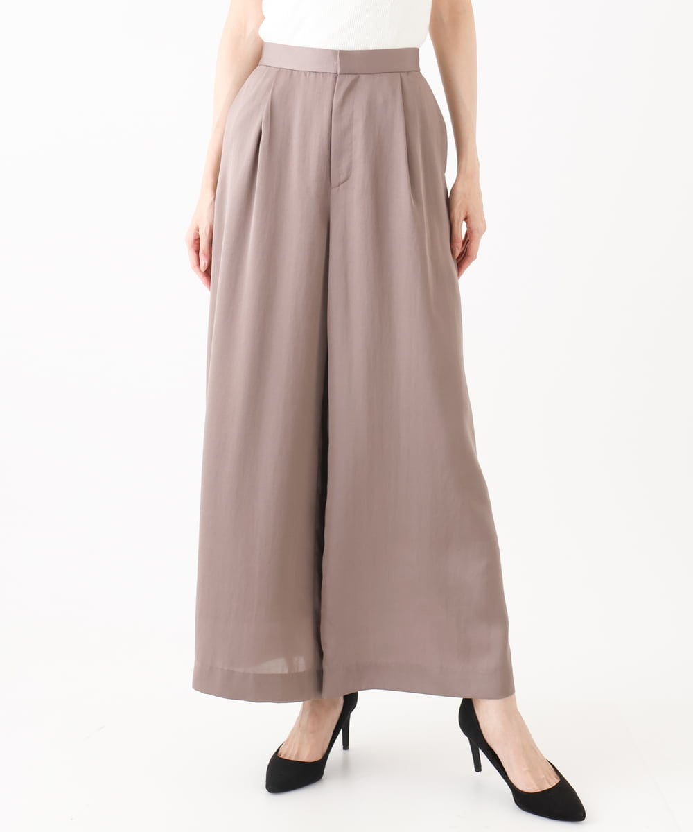FOLGA32170 MK MICHEL KLEIN(MK ミッシェルクラン) サテンワイドシルエットパンツ/洗える ネイビー