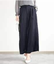 FOLGA32170 MK MICHEL KLEIN(MK ミッシェルクラン) サテンワイドシルエットパンツ/洗える ネイビー
