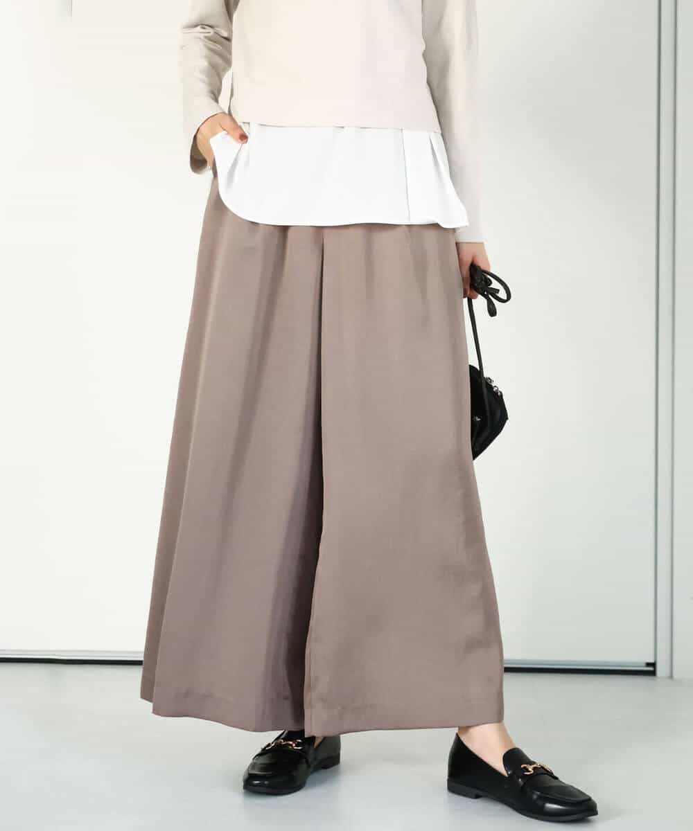 FOLGA32170 MK MICHEL KLEIN(MK ミッシェルクラン) サテンワイドシルエットパンツ/洗える ネイビー