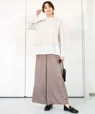 FOLGA32170 MK MICHEL KLEIN(MK ミッシェルクラン) サテンワイドシルエットパンツ/洗える ネイビー