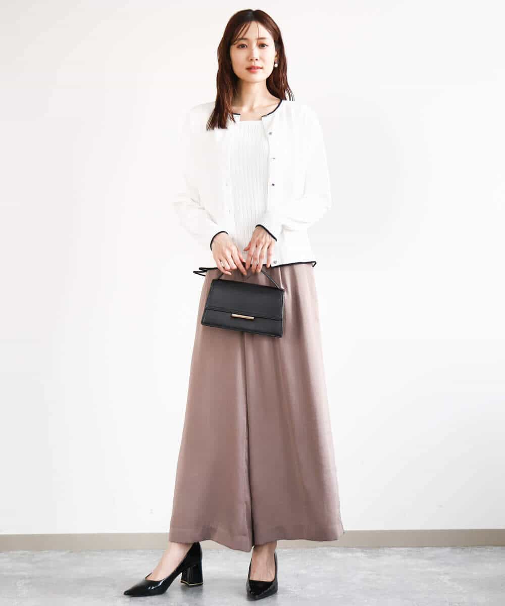 FOLGA32170 MK MICHEL KLEIN(MK ミッシェルクラン) サテンワイドシルエットパンツ/洗える ネイビー