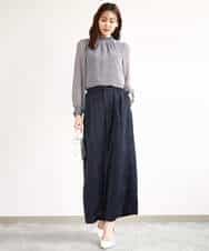 FOLGA32170 MK MICHEL KLEIN(MK ミッシェルクラン) サテンワイドシルエットパンツ/洗える ネイビー