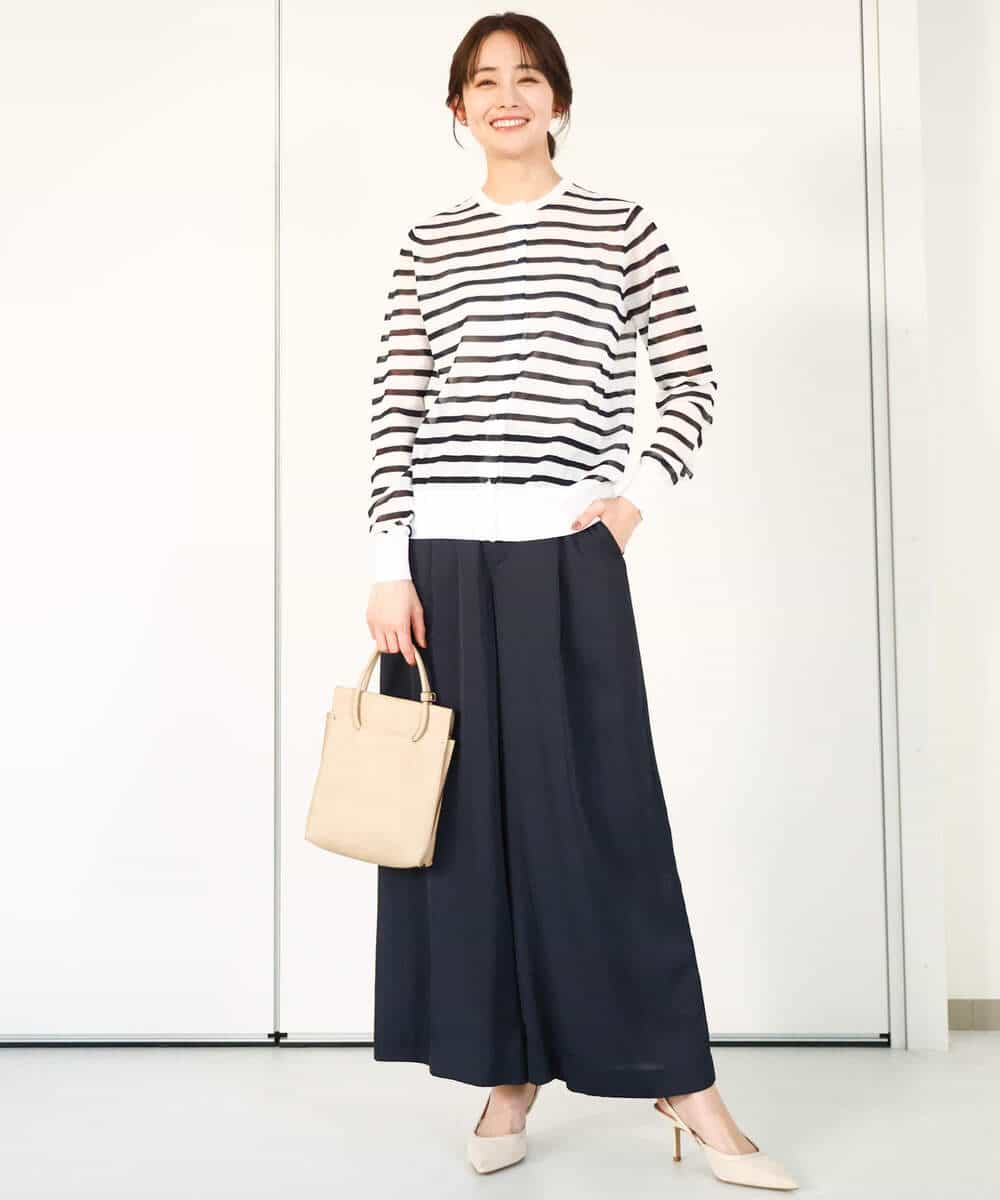 FOLGA32170 MK MICHEL KLEIN(MK ミッシェルクラン) サテンワイドシルエットパンツ/洗える ネイビー