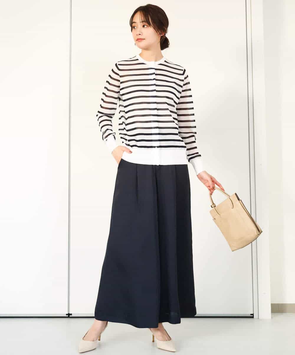 FOLGA32170 MK MICHEL KLEIN(MK ミッシェルクラン) サテンワイドシルエットパンツ/洗える ネイビー