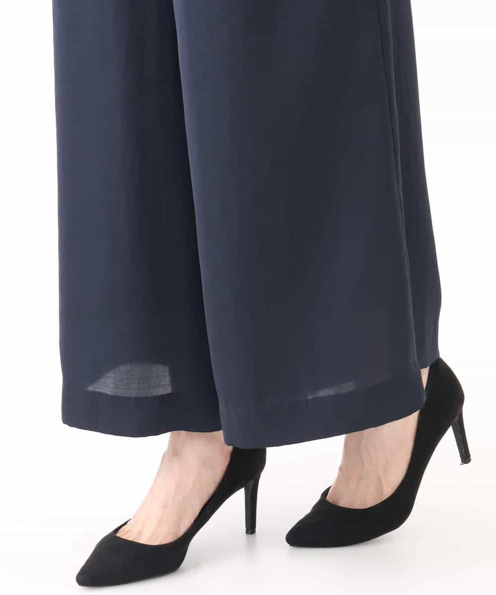 FOLGA32170 MK MICHEL KLEIN(MK ミッシェルクラン) サテンワイドシルエットパンツ/洗える ネイビー
