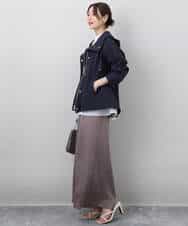 FOLGA32170 MK MICHEL KLEIN(MK ミッシェルクラン) サテンワイドシルエットパンツ/洗える ネイビー