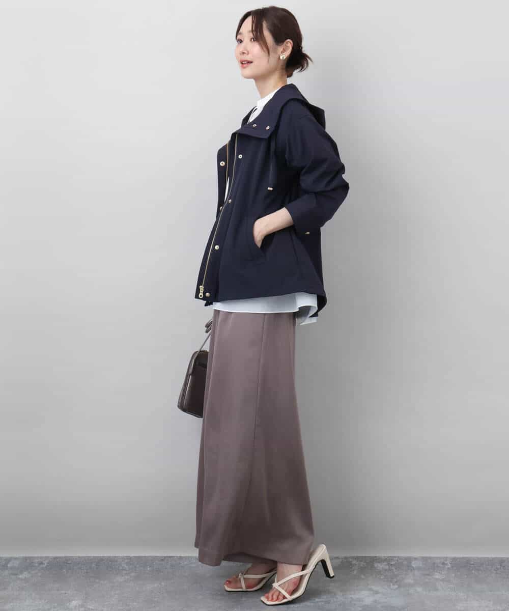 FOLGA32170 MK MICHEL KLEIN(MK ミッシェルクラン) サテンワイドシルエットパンツ/洗える ネイビー