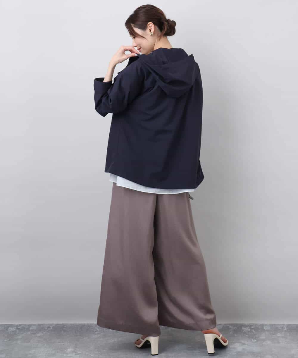 FOLGA32170 MK MICHEL KLEIN(MK ミッシェルクラン) サテンワイドシルエットパンツ/洗える ネイビー