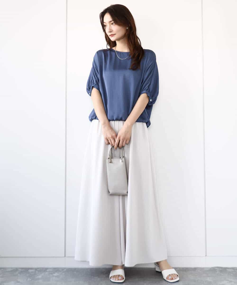 FOLGA51170 MK MICHEL KLEIN(MK ミッシェルクラン) リラクシーワイドシルエットパンツ/洗える ネイビー