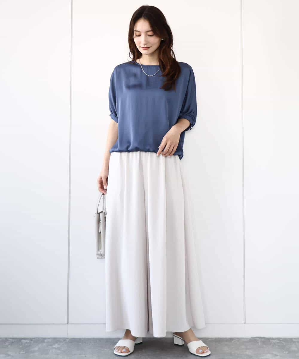 FOLGA51170 MK MICHEL KLEIN(MK ミッシェルクラン) リラクシーワイドシルエットパンツ/洗える ネイビー