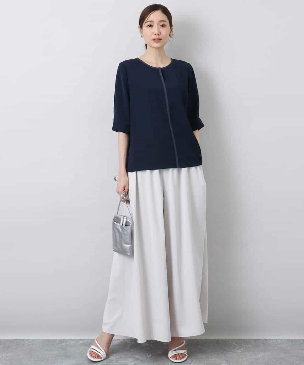 FOLGA51170 MK MICHEL KLEIN(MK ミッシェルクラン) リラクシーワイドシルエットパンツ/洗える ネイビー
