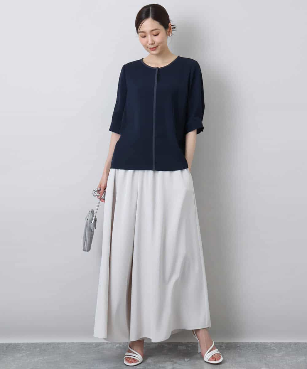 FOLGA51170 MK MICHEL KLEIN(MK ミッシェルクラン) リラクシーワイドシルエットパンツ/洗える ネイビー