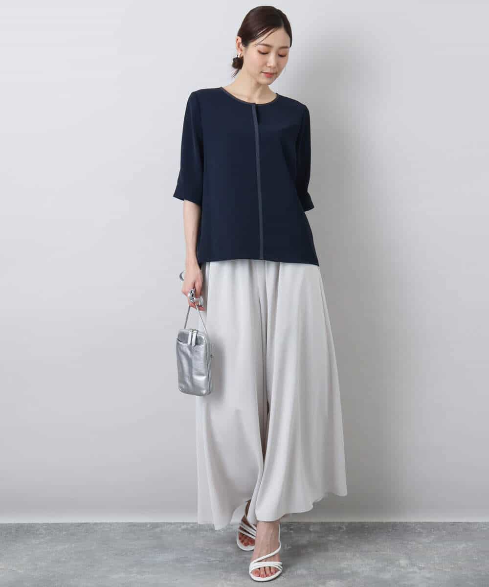 FOLGA51170 MK MICHEL KLEIN(MK ミッシェルクラン) リラクシーワイドシルエットパンツ/洗える ネイビー