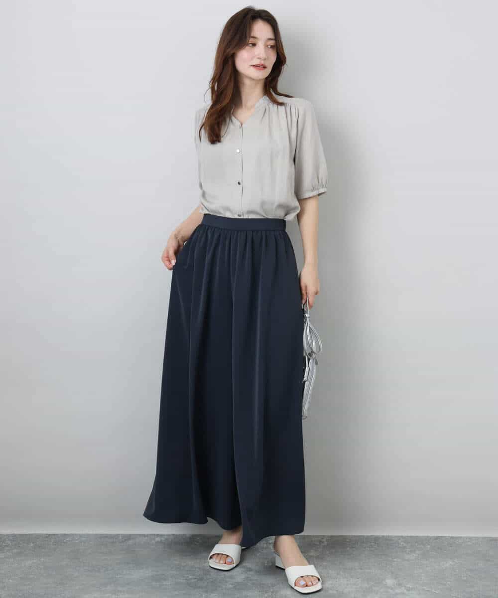 FOLGA51170 MK MICHEL KLEIN(MK ミッシェルクラン) リラクシーワイドシルエットパンツ/洗える ネイビー