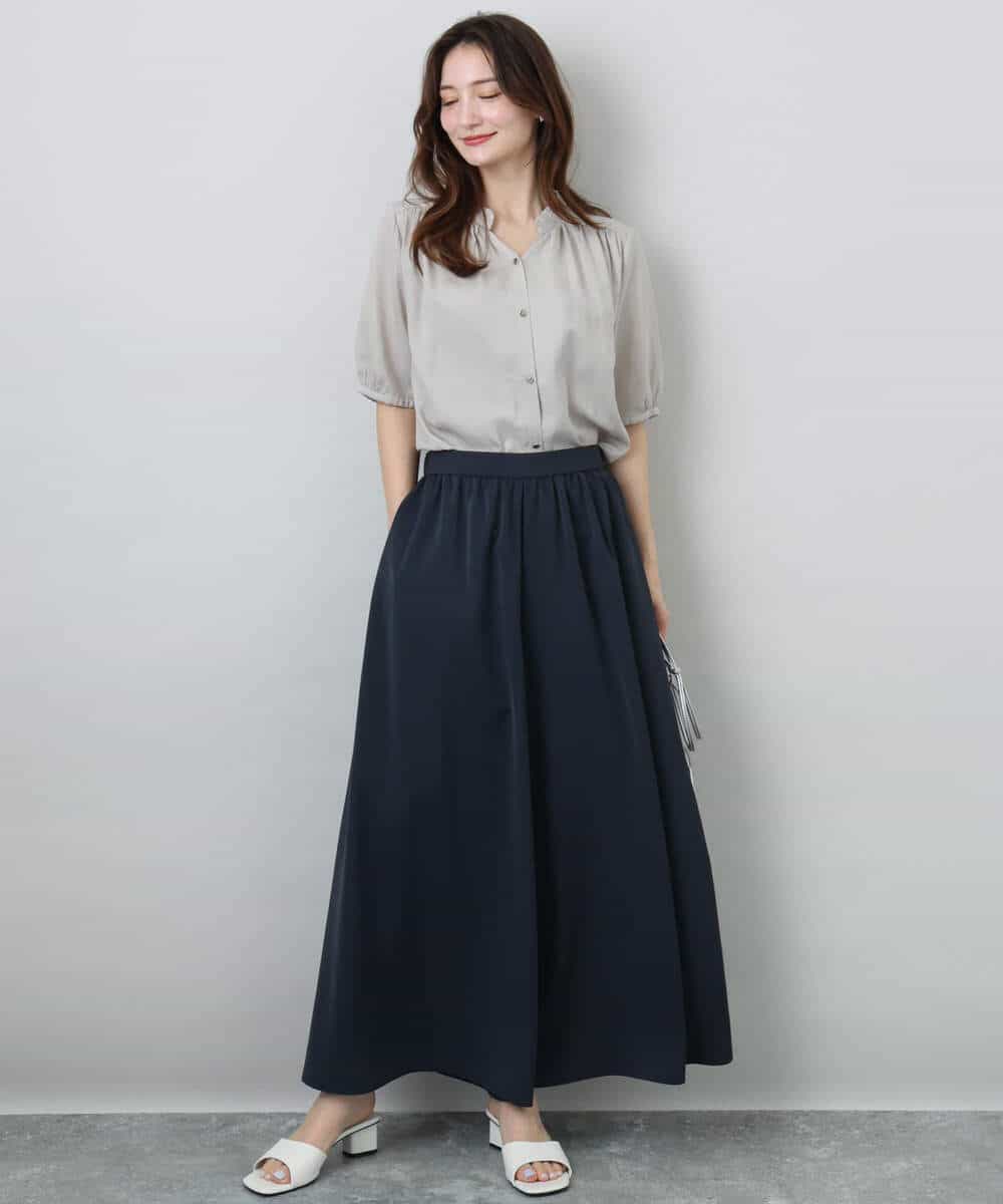 FOLGA51170 MK MICHEL KLEIN(MK ミッシェルクラン) リラクシーワイドシルエットパンツ/洗える ネイビー
