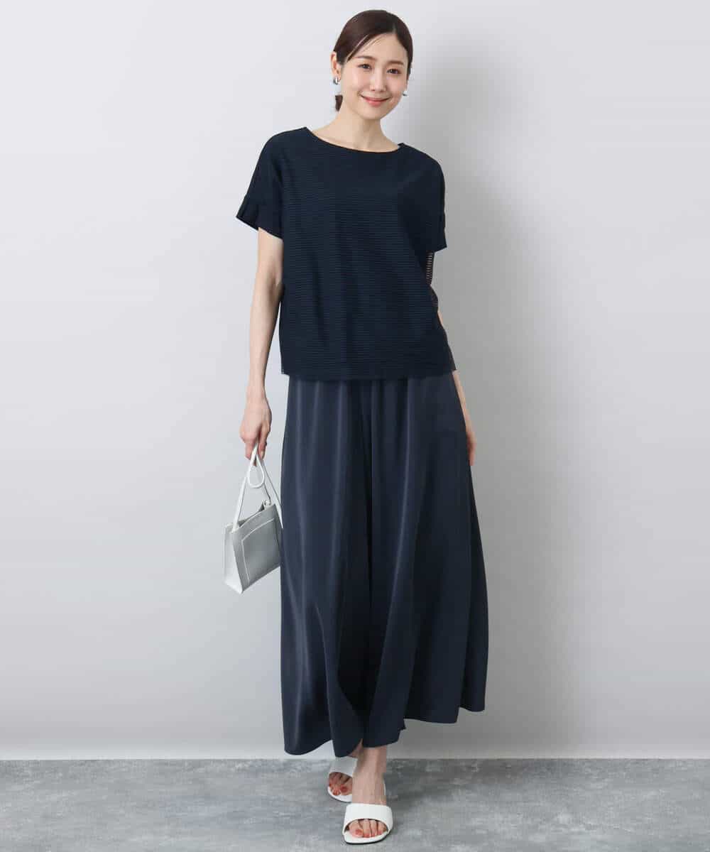 FOLGA51170 MK MICHEL KLEIN(MK ミッシェルクラン) リラクシーワイドシルエットパンツ/洗える ネイビー