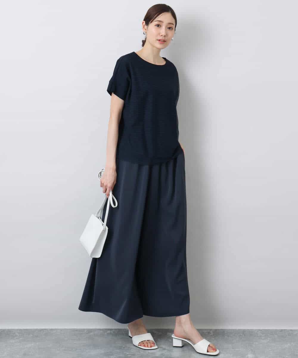 FOLGA51170 MK MICHEL KLEIN(MK ミッシェルクラン) リラクシーワイドシルエットパンツ/洗える ネイビー