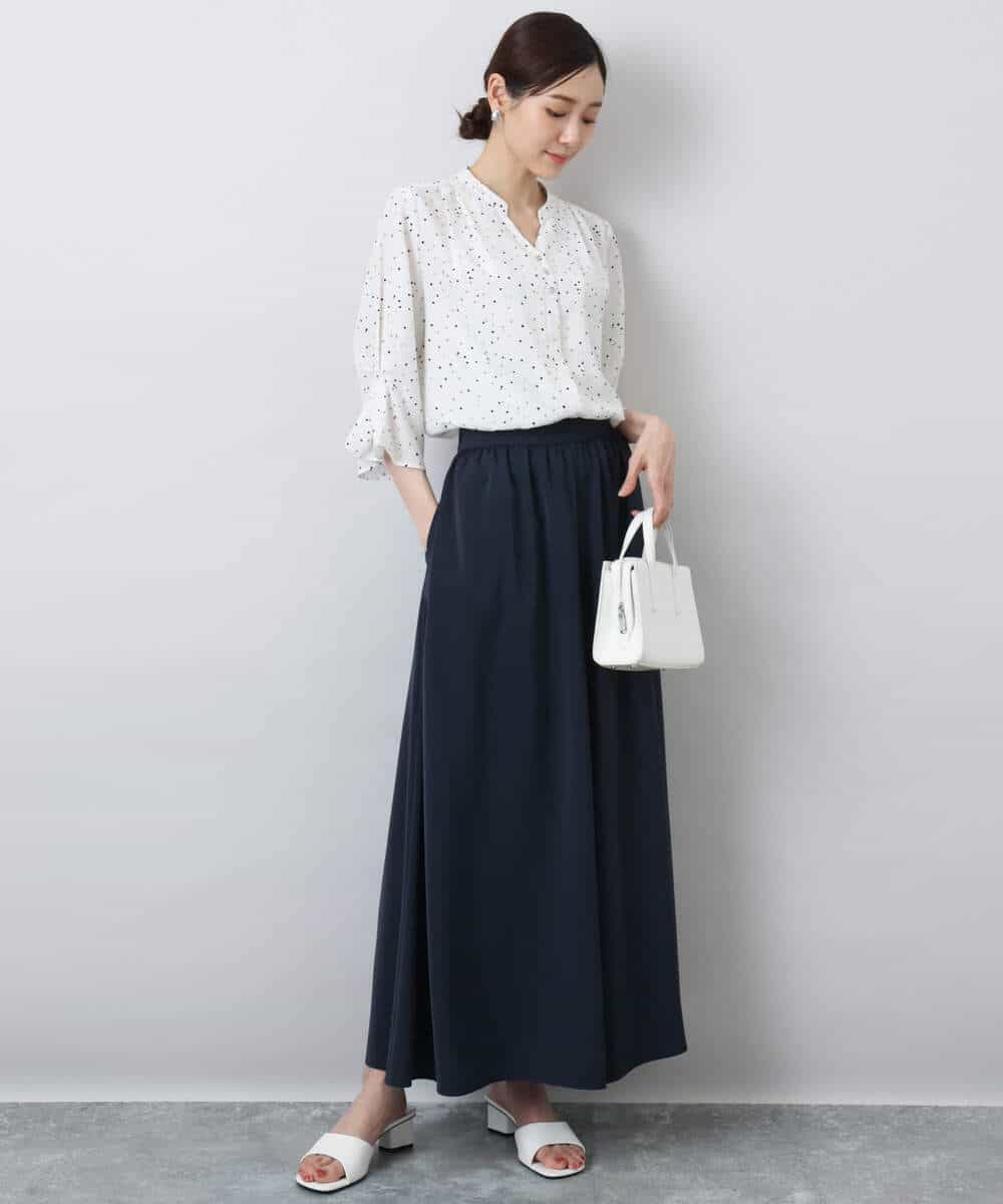 FOLGA51170 MK MICHEL KLEIN(MK ミッシェルクラン) リラクシーワイドシルエットパンツ/洗える ネイビー
