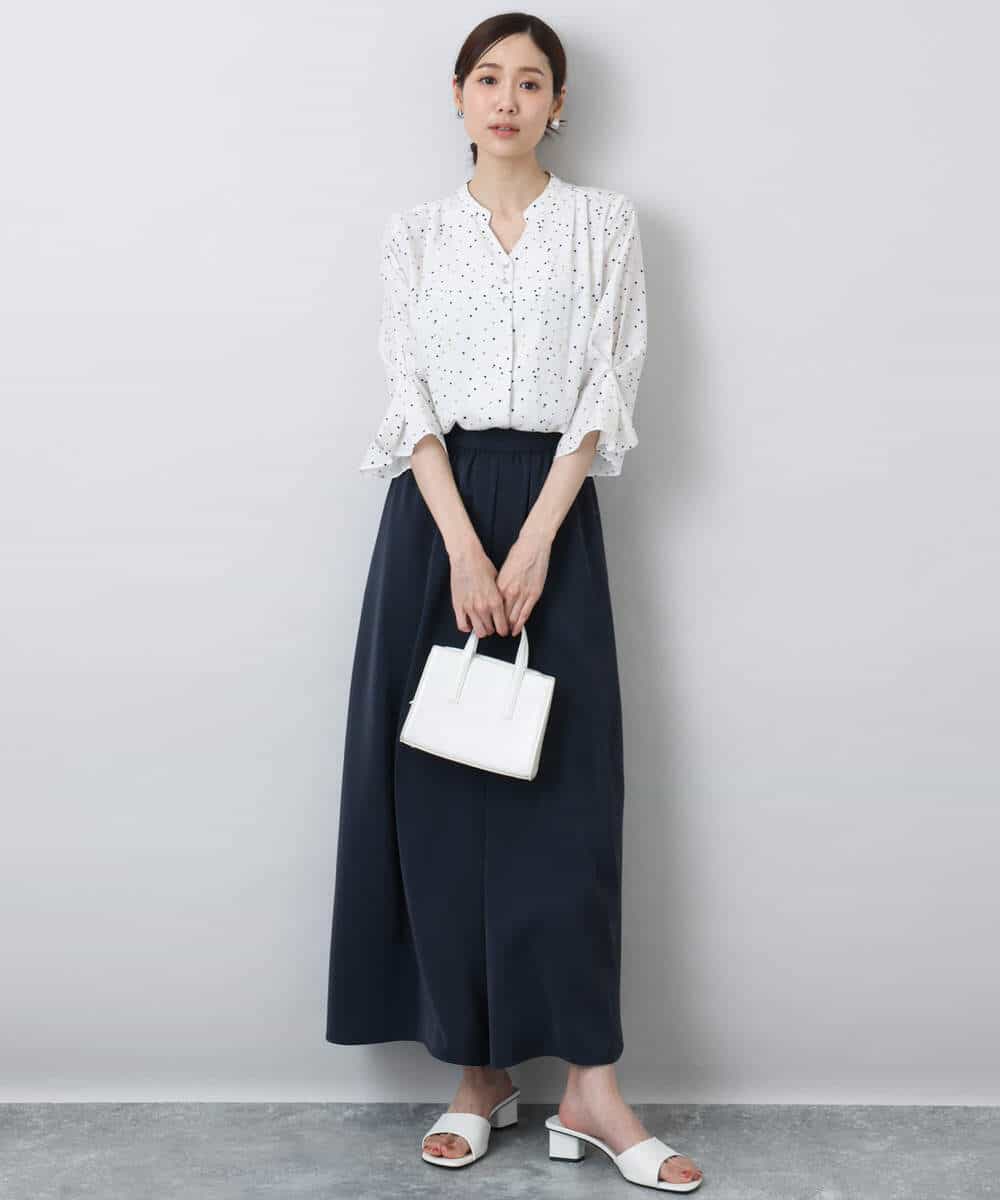 FOLGA51170 MK MICHEL KLEIN(MK ミッシェルクラン) リラクシーワイドシルエットパンツ/洗える ネイビー