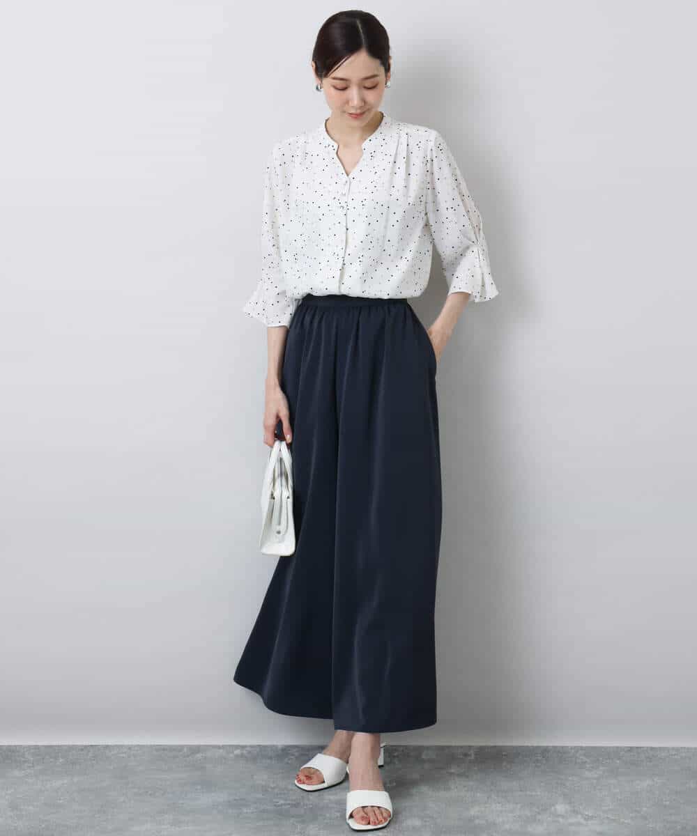 FOLGA51170 MK MICHEL KLEIN(MK ミッシェルクラン) リラクシーワイドシルエットパンツ/洗える ネイビー