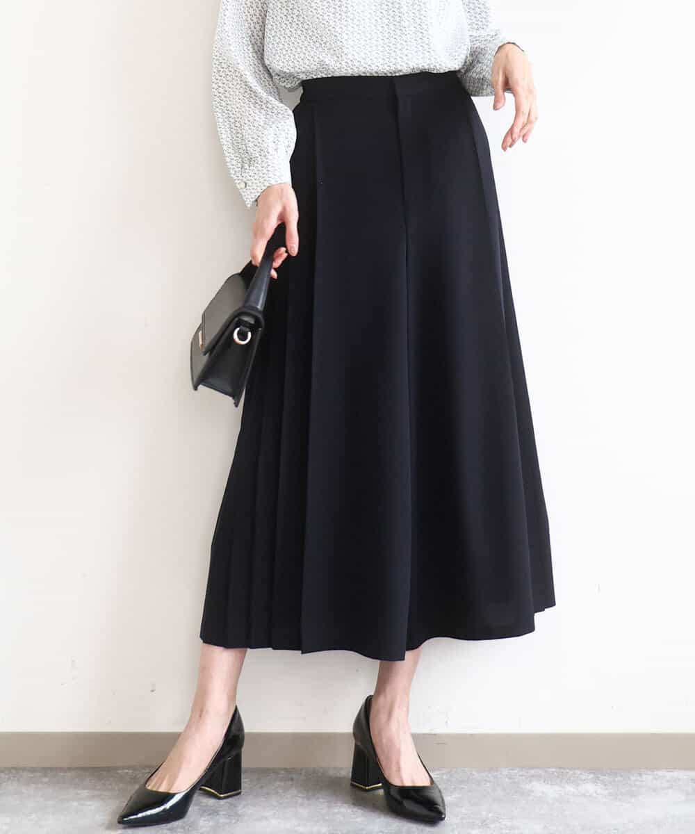 FOLGD26170 MK MICHEL KLEIN(MK ミッシェルクラン) サイドプリーツガウチョパンツ/洗える ネイビー