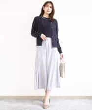 FOLGD26170 MK MICHEL KLEIN(MK ミッシェルクラン) サイドプリーツガウチョパンツ/洗える ネイビー