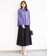 FOLGD26170 MK MICHEL KLEIN(MK ミッシェルクラン) サイドプリーツガウチョパンツ/洗える ネイビー