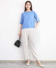 FOLGD44160 MK MICHEL KLEIN(MK ミッシェルクラン) テーパードパンツ/接触冷感/UVカット/防シワ/通気性/洗える ベージュ