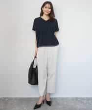 FOLGD44160 MK MICHEL KLEIN(MK ミッシェルクラン) テーパードパンツ/接触冷感/UVカット/防シワ/通気性/洗える ベージュ