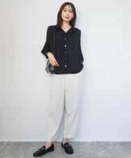 FOLGD44160 MK MICHEL KLEIN(MK ミッシェルクラン) テーパードパンツ/接触冷感/UVカット/防シワ/通気性/洗える ベージュ