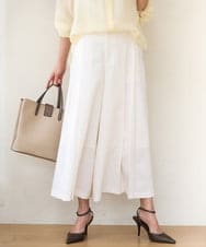 FOLGD51170 MK MICHEL KLEIN(MK ミッシェルクラン) [UVカット/洗える]ストレッチ タックガウチョパンツ アイボリー