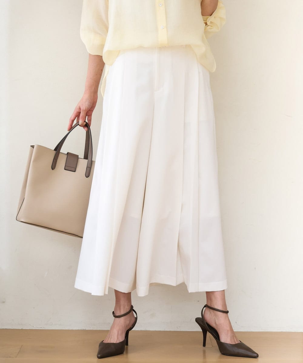FOLGD51170 MK MICHEL KLEIN(MK ミッシェルクラン) [UVカット/洗える]ストレッチ タックガウチョパンツ アイボリー